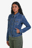 Louis Vuitton Blue Denim Medium Washed Logo Jean Jacket Size 36