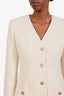 Gucci Beige Cotton Tweed Single Breasted V-Neck Blazer Size 40