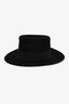 Saint Laurent Black Angora Bow Wide Brim Hat Size 59