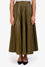 Weekend Max Mara Green Vegan Leather Pleated Skirt Size 8