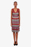Missoni Red/Multicolour Metallic Stripe Sleeveless Mini Dress Size 42