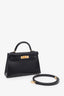 Hermès 2026 Black Box Leather Mini Kelly II Sellier 20 with Strap GHW
