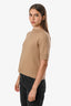 Judith & Charles Tan Wool Camel Hair Blend Short Sleeve Sweater Size S