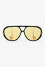 Bottega Veneta Black/Yellow Aviator Sunglasses with Gold Drop Detail