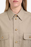 Celine Brown Cotton Buttoned Utility Cropped Button Down Shirt Size 38