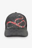 Gucci Grey/Red Leather GG Monogram Snake Baseball Hat Size M
