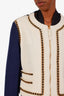 Moschino Couture Navy/Cream Wool Double Zipper Chain Detail Blazer Size 46