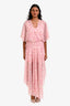 Maje Pink Gold Metallic Flowy Short Sleeve Midi Dress Size 36