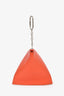 Celine Orange Pebbled Leather Triangle Key Bag Charm