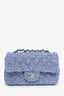 Pre-loved Chanel™ 24P Blue Tweed Quilted Mini Rectangular Flap Bag