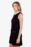 Maje Black Knit Patterned Button Up Mini Dress Size 36