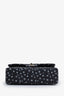 Pre-loved Chanel™ 24S Black/White Calfskin Logo Printed Small Classic Double Flap Bag