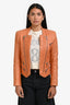 Balmain Orange Leather Biker Jacket Size 38