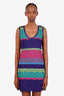 Missoni Purple/Pink/Metallic Striped Knit Sleeveless Mini Dress Size 38