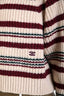 Celine Beige/Red/Green Wool Striped Long Sleeve Sweater Size S