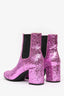 Saint Laurent Pink Glitter Booties Size 35.5