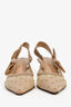 Christian Dior Beige Mesh Suede Polka Dot J'Adore Slingback Kitten Heel Size 37