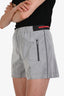 Prada Sport Silver Reflective Logo Nylon Shorts Size 36
