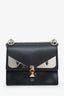 Fendi Black Leather Monster Kan I Shoulder Bag with Fur Handle