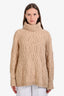 Loro Piana Brown Cashmere Cable Knit Turtleneck Sweater Size S