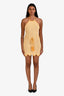Ronny Kobo Yellow/White Crochet Halter Mini Dress Size S