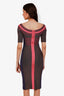 Herve Leger Purple/Grey Colour Block Quarter Sleeve Bandage Dress Size S