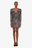 Balmain Grey Acid Wash Denim Button Mini Dress Size 42
