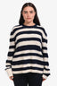 Diesel Cream/Navy Striped Knit Sweater Size XXL