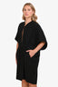 Saint Laurent Black Wool Deep-V Neck Mini Dress 44