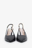 Gucci Black Leather Chain-Embellished 105mm Signoria Slingback Pumps Size 38