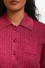 Gucci Pink Knit Sparkly Ribbed Polo Short Sleeve Top Size L