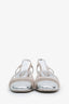 Pre-loved Chanel™ Taupe/Silver CC Cap Toe Slingback Pumps Size 37.5