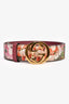 Gucci Brown/Pink Coated Canvas In Bloom GG Marmont Belt Size 80/32