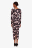 Alessandra Rich Navy/Pink Floral Print Ruched Maxi Dress Estimated Size S