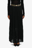 Versace Black Sheer Crepe Pleated Greca Border Waistband Maxi Skirt Size 40