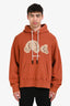 Palm Angels Orange Cotton Embroidered Teddy Bear Hoodie Size Medium Mens