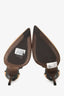 Brunello Cucinelli Metallic Gold/Black Leather Pointed Toe Cut Out Heels Size 36.5