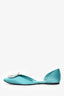 Roger Vivier Teal Blue Satin D'Orsay Crystal Embellished Flats Size 8