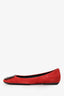 Roger Vivier Red Suede Leather Tortoiseshell Buckle 'Belle Vivier' Flats Size 36.5