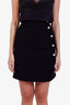 Gucci Black Wool Blend Pearl Button Skirt Size 38