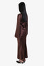 Stone Cold Fox Brown Satin Long Sleeve Maxi Dress Size XS