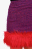 Saint Laurent Purple Tweed Blazer + Feather Trim Mini Skirt Set Size 34