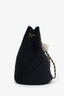 Pre-loved Chanel™ 20A Black Quilted Velvet Crystal Pearl Crush Bucket Bag
