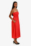 Faithfull The Brand Red Cotton Rouched Dress Skirt Size 4
