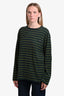 Miu Miu 2024 Green/Yellow Striped Logo Long Sleeve T-shirt Size S