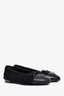 Pre-loved Chanel™ Black Tweed Leather Cap Toe Ballet Flats Size 38C