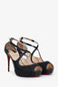 Christian Louboutin Black Black Patent Leather Glitter Mira Bella Sandals Size 39