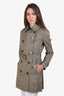 Burberry Brit Khaki Cotton Double Breasted Trench Coat Size 6