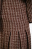 Pre-loved Chanel™ 1997 Autumn Brown/Cream Wool Blazer + Pleated Midi Skirt Set Size 34