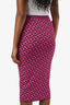 Versace Pink/Black Knit La Greca Jacquard Bodycon Midi Skirt Size 40